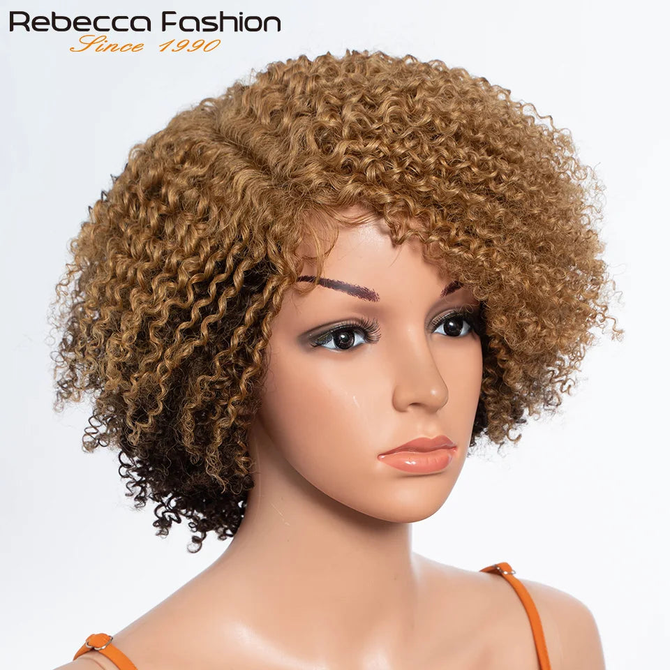 Short Bob Lace Wig Afro Kinky Curly Brazilian Deep Curly Human Hair Wig With Baby Hair Pixie Water Wave Bob Wig For Black Women