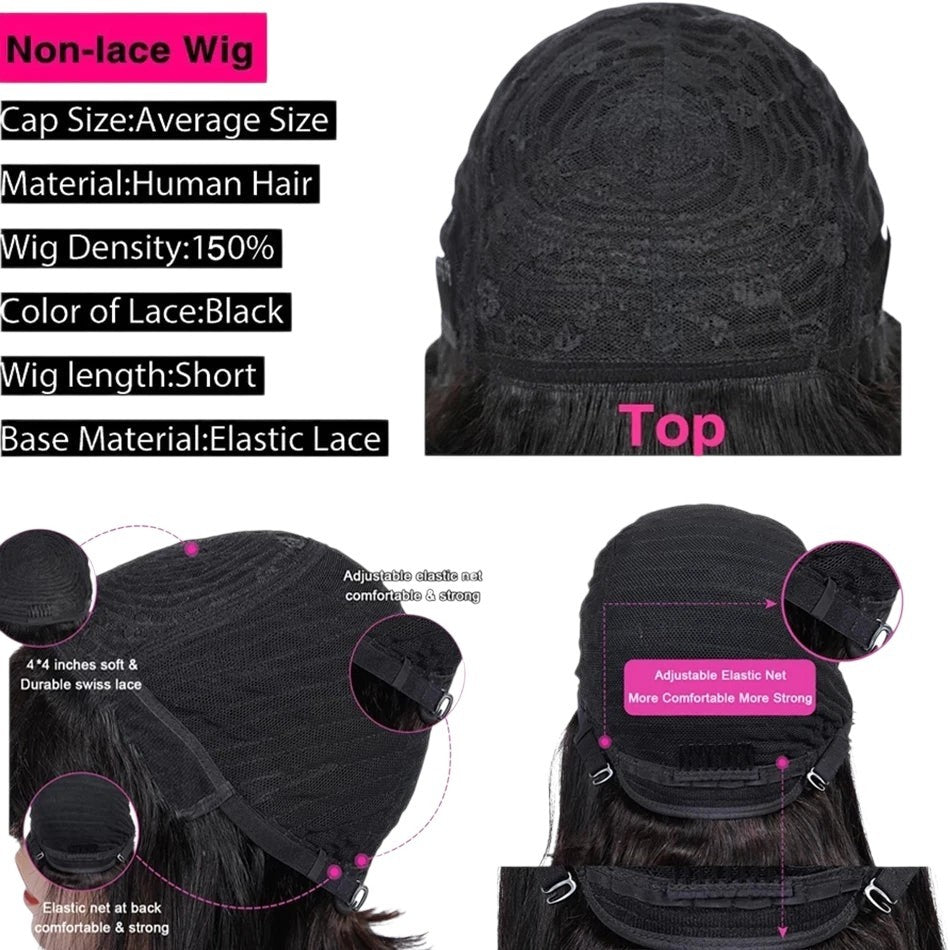 RitzWigs black human hair wig cap interior showing adjustable elastic net, durable swiss lace, and machine-made base.