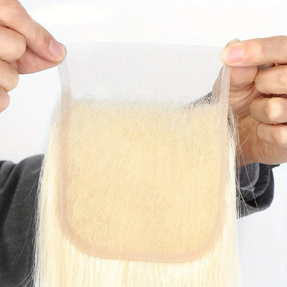 RitzWigs 613 Blonde Body Wave Lace Closure – 4x4 Transparent Swiss Lace, Baby Hair, Brazilian Remy