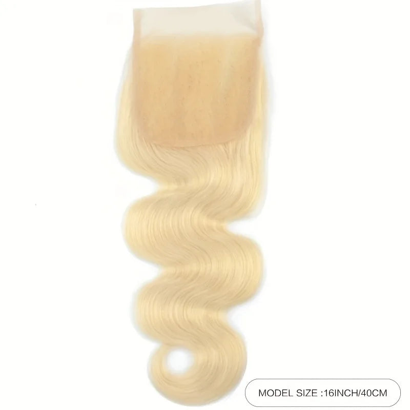 RitzWigs 613 Blonde Body Wave Lace Closure – 4x4 Transparent Swiss Lace, Baby Hair, Brazilian Remy