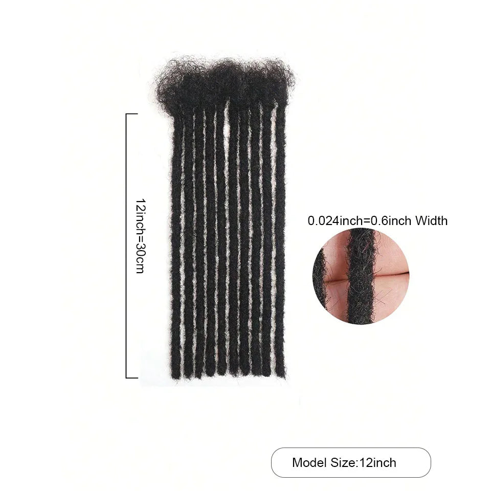 20/40/60 Stands0.6 cm Thickness Options 8-14 Inch 100% Real Colored Human Hair Dreadlock Extensions for Man/Women