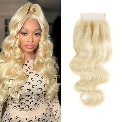 RitzWigs 613 Blonde Body Wave Lace Closure – 4x4 Transparent Swiss Lace, Baby Hair, Brazilian Remy