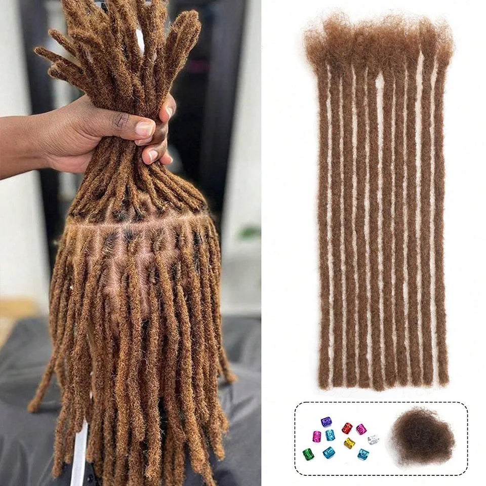 20/40/60 Stands0.6 cm Thickness Options 8-14 Inch 100% Real Colored Human Hair Dreadlock Extensions for Man/Women