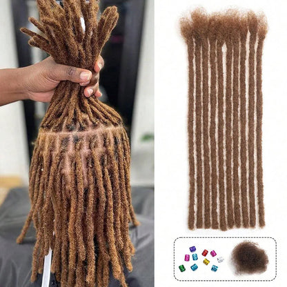 20/40/60 Stands0.6 cm Thickness Options 8-14 Inch 100% Real Colored Human Hair Dreadlock Extensions for Man/Women