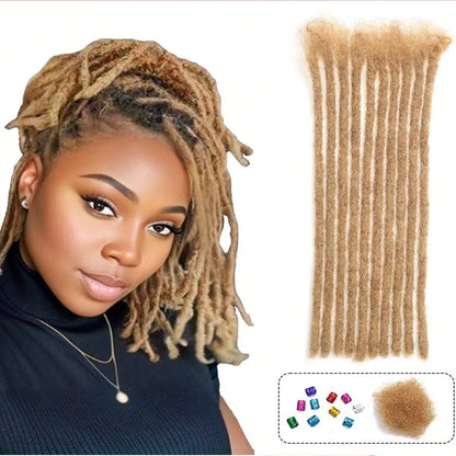 20/40/60 Stands0.6 cm Thickness Options 8-14 Inch 100% Real Colored Human Hair Dreadlock Extensions for Man/Women