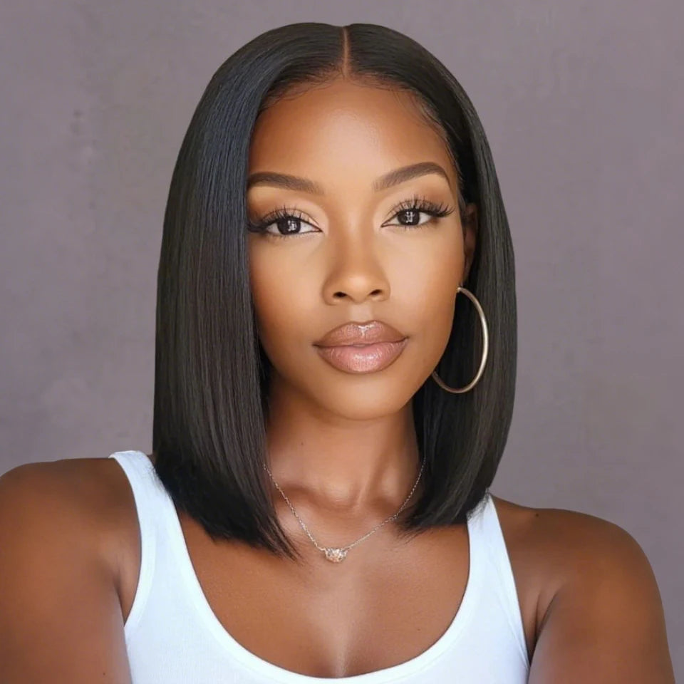 Rebecca Ombre Pink Transparent Short T Lace Bob Human Hair Wigs Peruvian Straight 13x5x1 Lace Front Wig For Women Pre Plucked