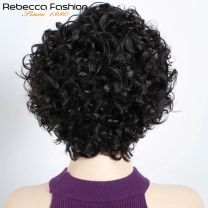 Rebecca Body wave Bob Human Hair Wigs For Women 4X1 Lace Indian Hair Wigs Natural Black 100% Real Short Bodywave Bob Lace Wigs