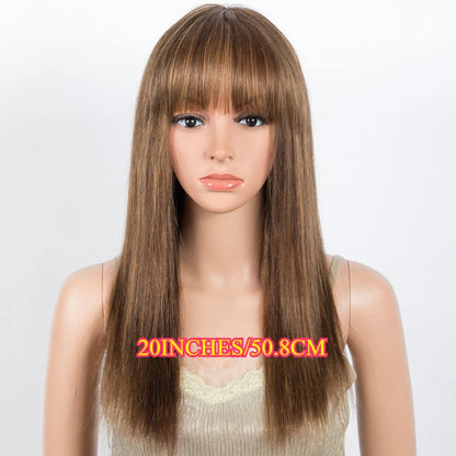 Rebecca Straight Human Hair Wigs With Bangs Full Machine Made Wigs Blonde Wig Colored Wigs P4/30/27 Peruvian Remy Hair Wig