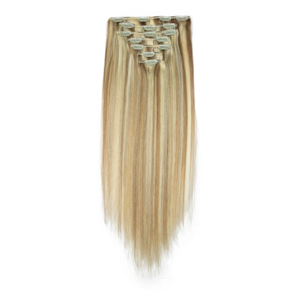Highlight P4/27 P27/613 P6/613 P8/613 #613 Straight Clip In Hair Extensions Human Hair 7 Piece/Set In Human Hair Extensions
