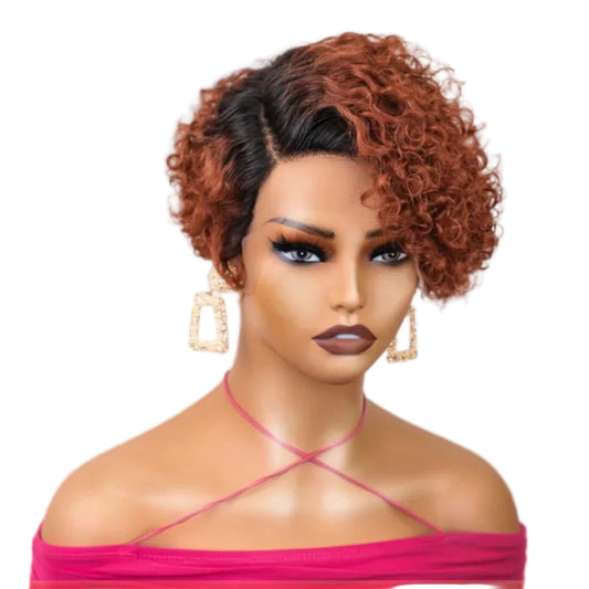 Rebecca Ginger #350 Short Bob Wig Pixie Cut Wig Curly Human Hair Wigs For Women 13x6x1 Lace Front Peruvian Deep Wave Lace Wig