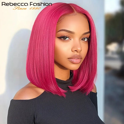 Straight Bob 100% Human Hair Lace Wig For Women Brazilian Remy Hair Middle Part Lace Easy Wear T Part Lace Wigs