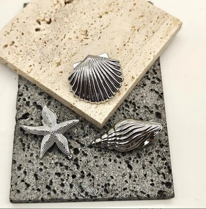 New Fashionable Europe and America Golden Starfish Shell Duckbill Hair Clip for Women Elastic Girl Hair Accessories Headwear