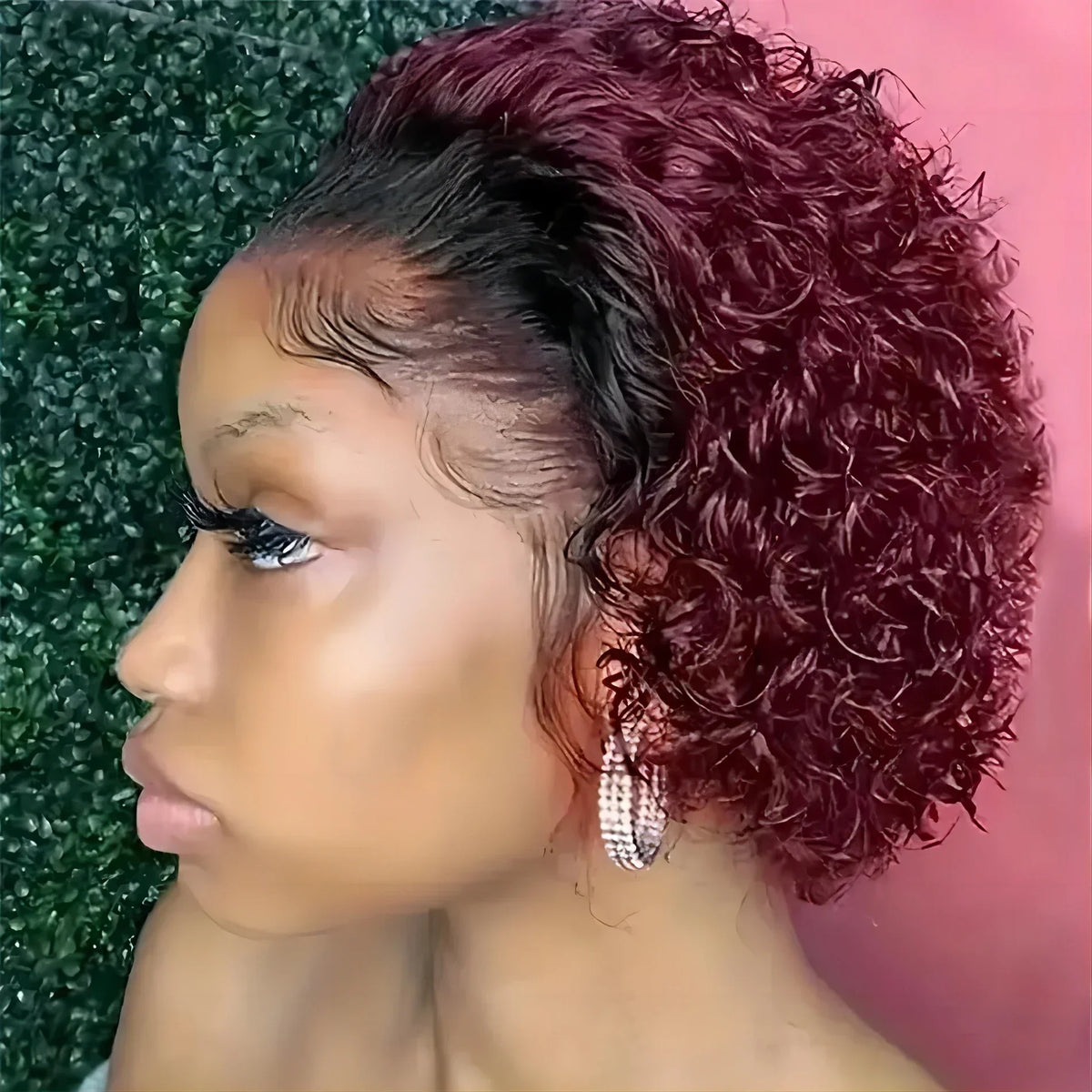 Brazilian Human Hair Wig For Black Women Afro Curly Pixie Bob Short Preplucked Hairline 13X1 Hd Lace Front Bob Water Wave Wig