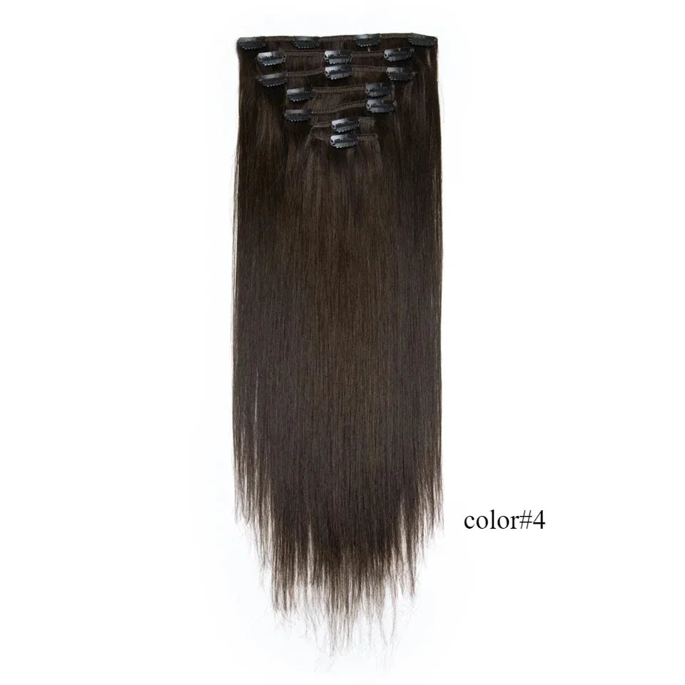 Honey Blonde#613 Human Hair 7 Pcs Clips In Extensions Straight Double Weft Hair Extensions For Women Brazilian Remy Hair 24"