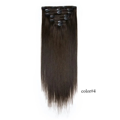 Rebecca Clip In Hair Extensions Human Hair Straight Clip In Blonde P6/613 P8/613 P27/613 P4/27 Color Clip Ins Remy Hair 7Pcs Set