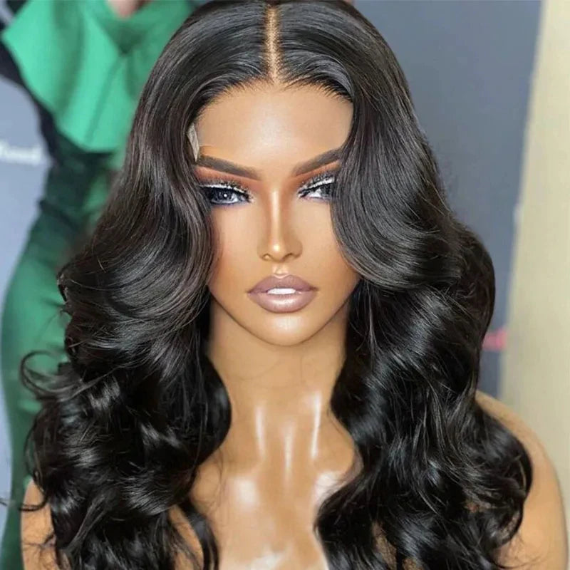 180D Pre Plucked Transparent Swiss Lace Front Human Hair Wig Body Wave Lace Middle Part Short Human hair Wigs For Women