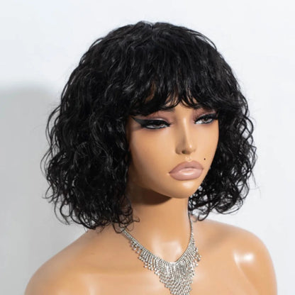 Highlight P4/30 Short Curly Human Hair Wig Cute Bob Wig Wear and Go Glueless Wigs Brazilian Remy Hair Water Wave Natural Looking