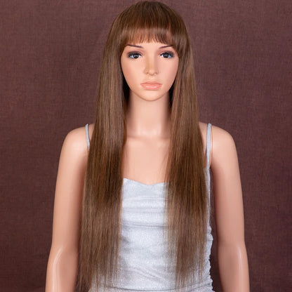 Rebecca Straight Human Hair Wigs With Bangs Full Machine Made Wigs Blonde Wig Colored Wigs P4/30/27 Peruvian Remy Hair Wig