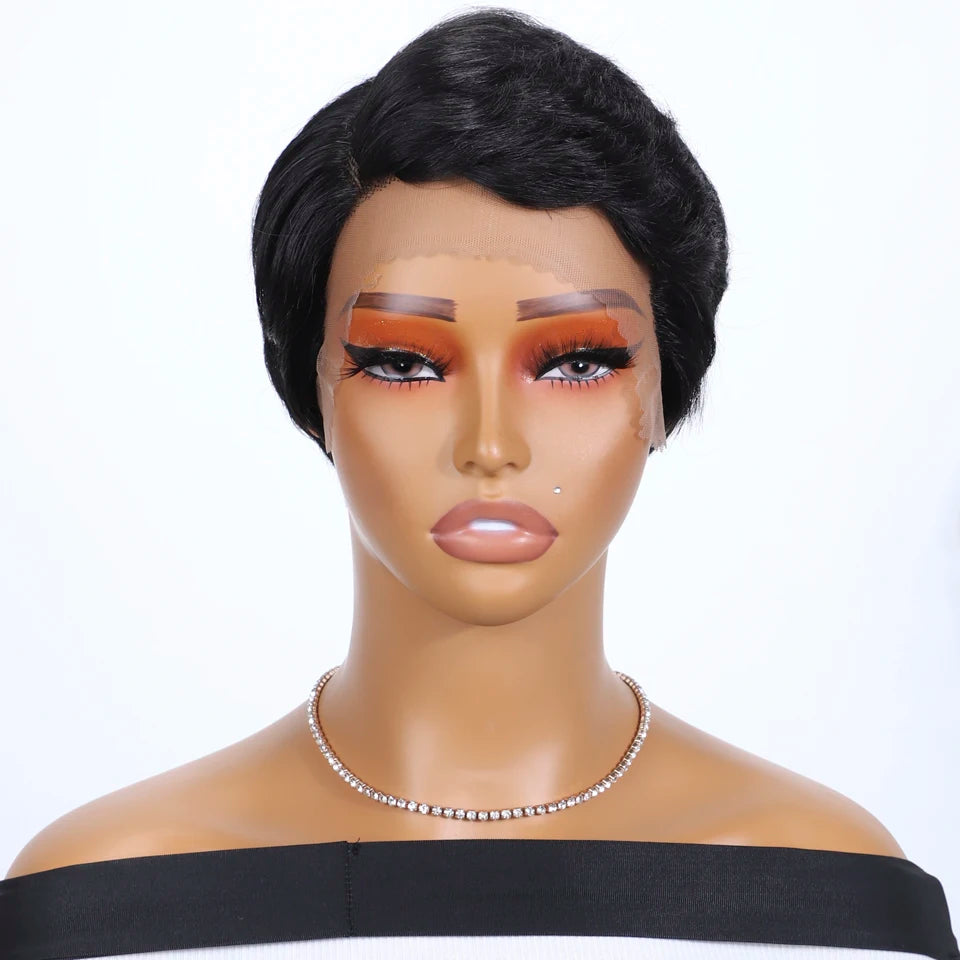 Straight Pixie Cut Wig Human Hair Wigs 13x6x1 Transparent Lace Front Short Bob Wig T Part Lace Wig Brazilian Human Hair