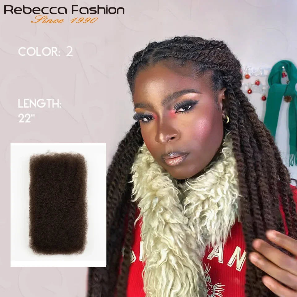 QVR Afro Kinky Bulk Human Hair Kinky Curly Bulk For Braiding DreadLock 50g/Pack Hair Extentions Natural Color No Attachment