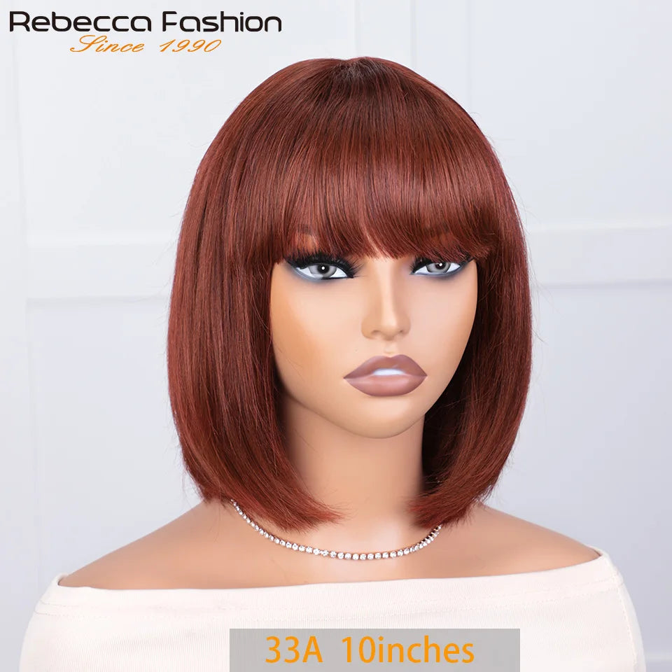 3X1 Middle Part Lace Wig Bob Wigs Bone Straight Human Hair Wigs With Bangs Short Bob Human Hair Wigs