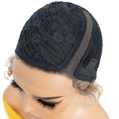 Rebecca Ginger #350 Short Bob Wig Pixie Cut Wig Curly Human Hair Wigs For Women 13x6x1 Lace Front Peruvian Deep Wave Lace Wig