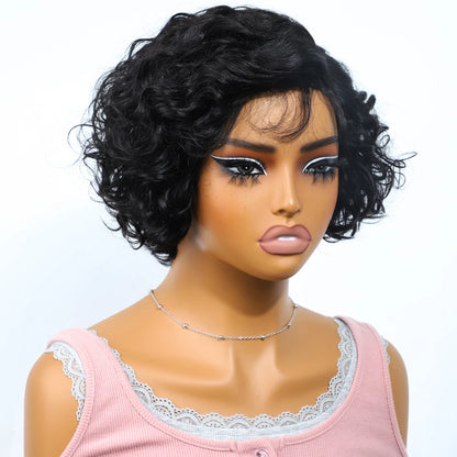RitzWigs Short Pixie Cut Lace Wigs 100% Real Brazilian Body Wave Lace Wigs With Baby Hair Bodywave Human Hair Wigs For Women