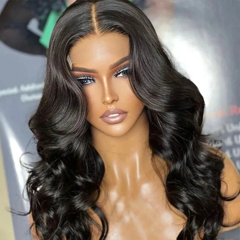 180D Pre Plucked Transparent Swiss Lace Front Human Hair Wig Body Wave Lace Middle Part Short Human hair Wigs For Women