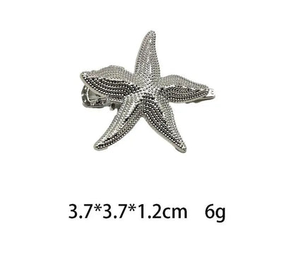 New Fashionable Europe and America Golden Starfish Shell Duckbill Hair Clip for Women Elastic Girl Hair Accessories Headwear