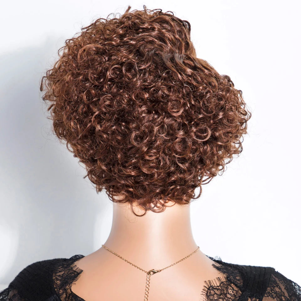 Rebecca Ginger #350 Short Bob Wig Pixie Cut Wig Curly Human Hair Wigs For Women 13x6x1 Lace Front Peruvian Deep Wave Lace Wig