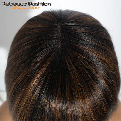 3X1 Middle Part Lace Wig Bob Wigs Bone Straight Human Hair Wigs With Bangs Short Bob Human Hair Wigs