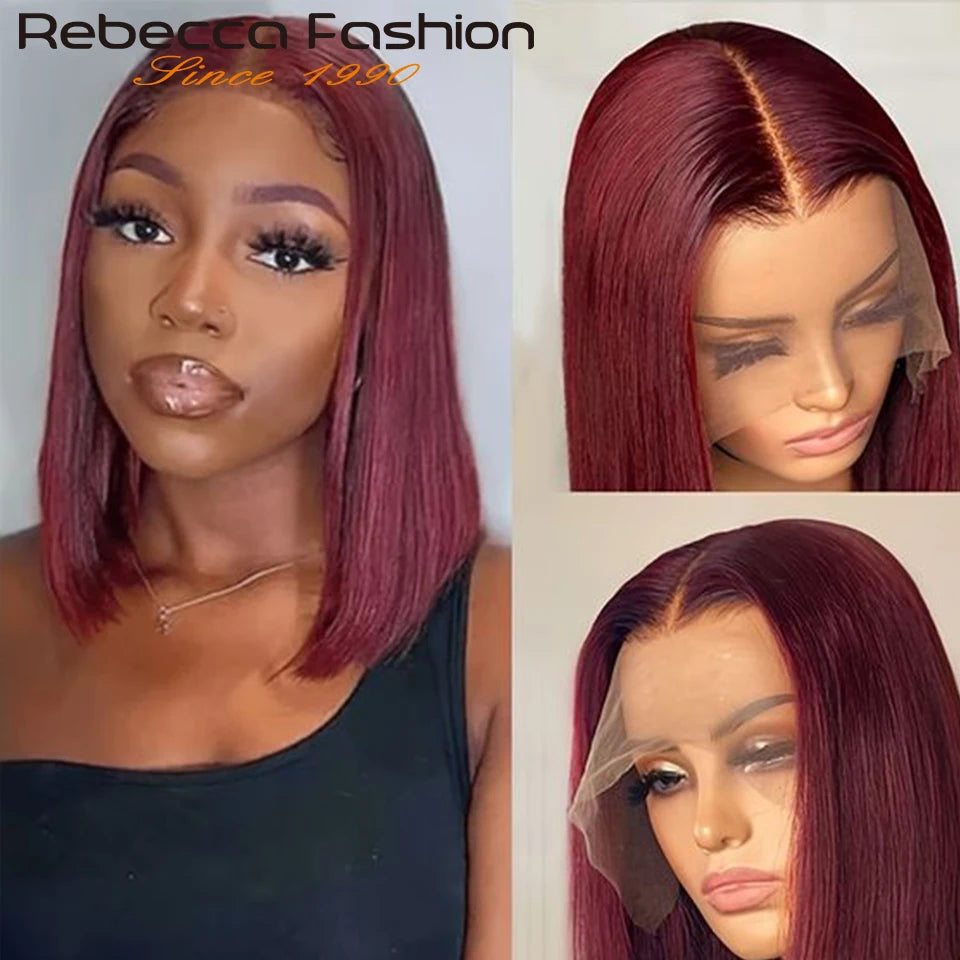 Straight Bob 100% Human Hair Lace Wig For Women Brazilian Remy Hair Middle Part Lace Easy Wear T Part Lace Wigs