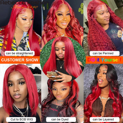 Rebecca Red Straight Blonde Bundles With Closure Brazilian Straight Human Hair Red 3 Bundles With Closure Remy Hair Extensions