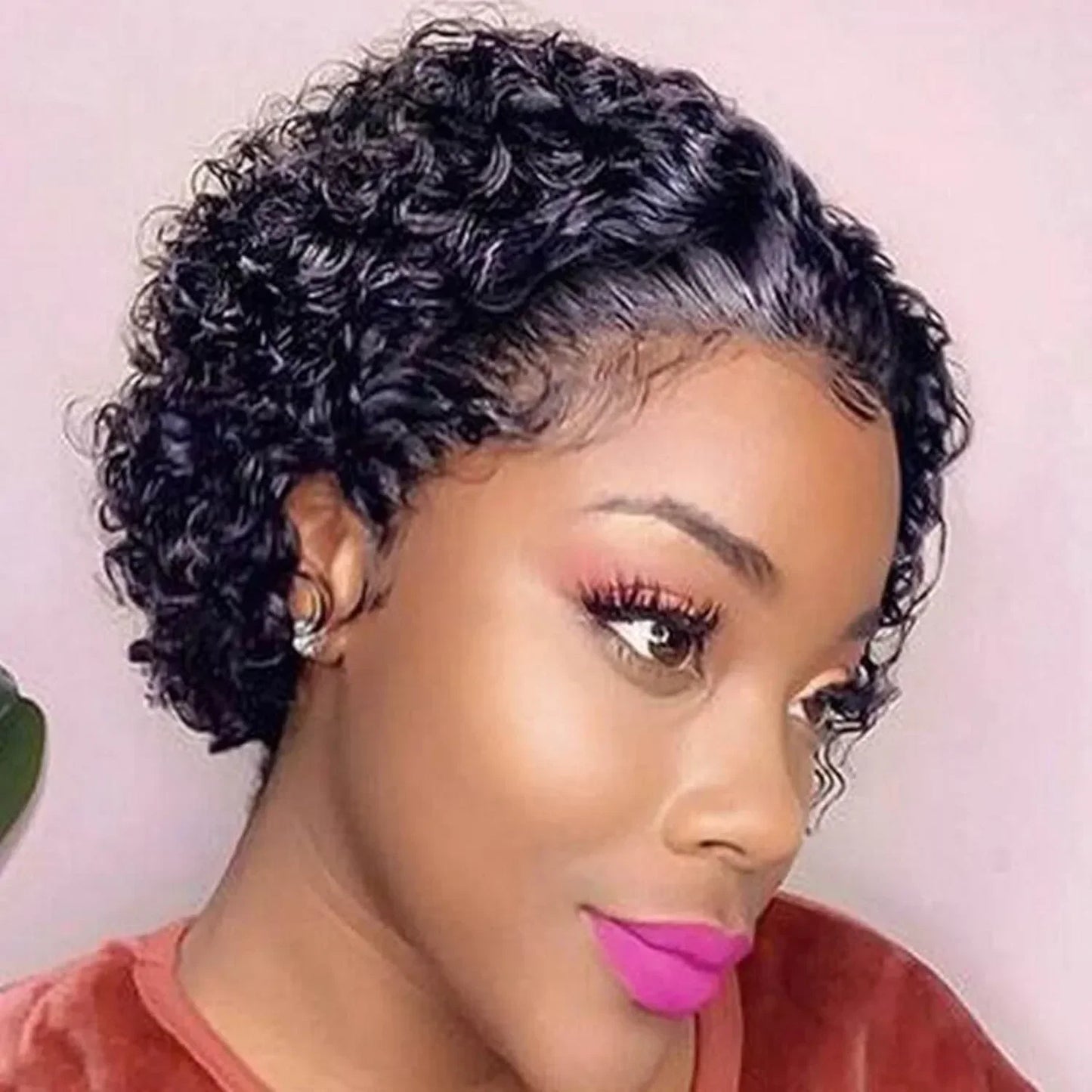 Brazilian Human Hair Wig For Black Women Afro Curly Pixie Bob Short Preplucked Hairline 13X1 Hd Lace Front Bob Water Wave Wig