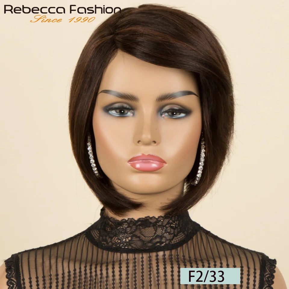Burgundy 1B/99J Short Pixie Cut Side Part Straight Bob 100% Human Hair Wig For Women Brazilian Remy Hair Color Full Machine Made