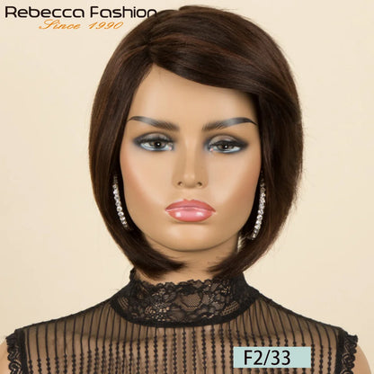 Burgundy 1B/99J Short Pixie Cut Side Part Straight Bob 100% Human Hair Wig For Women Brazilian Remy Hair Color Full Machine Made