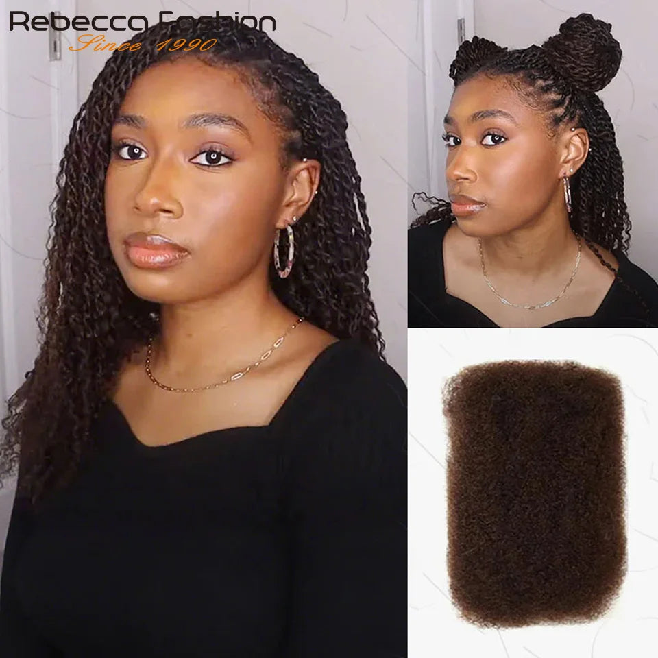 QVR Kinky Twist Style Afro kinky Bulk Braiding Human Hair for Braiding & Mini Twists & dreadlocks natural wick human braids