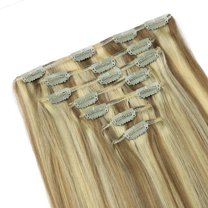 7Pcs Straight Clip ln Hair Extensions Human Hair 16-24Inch Double Weft Invisible Clip Hair Extensions Natural Human Hair