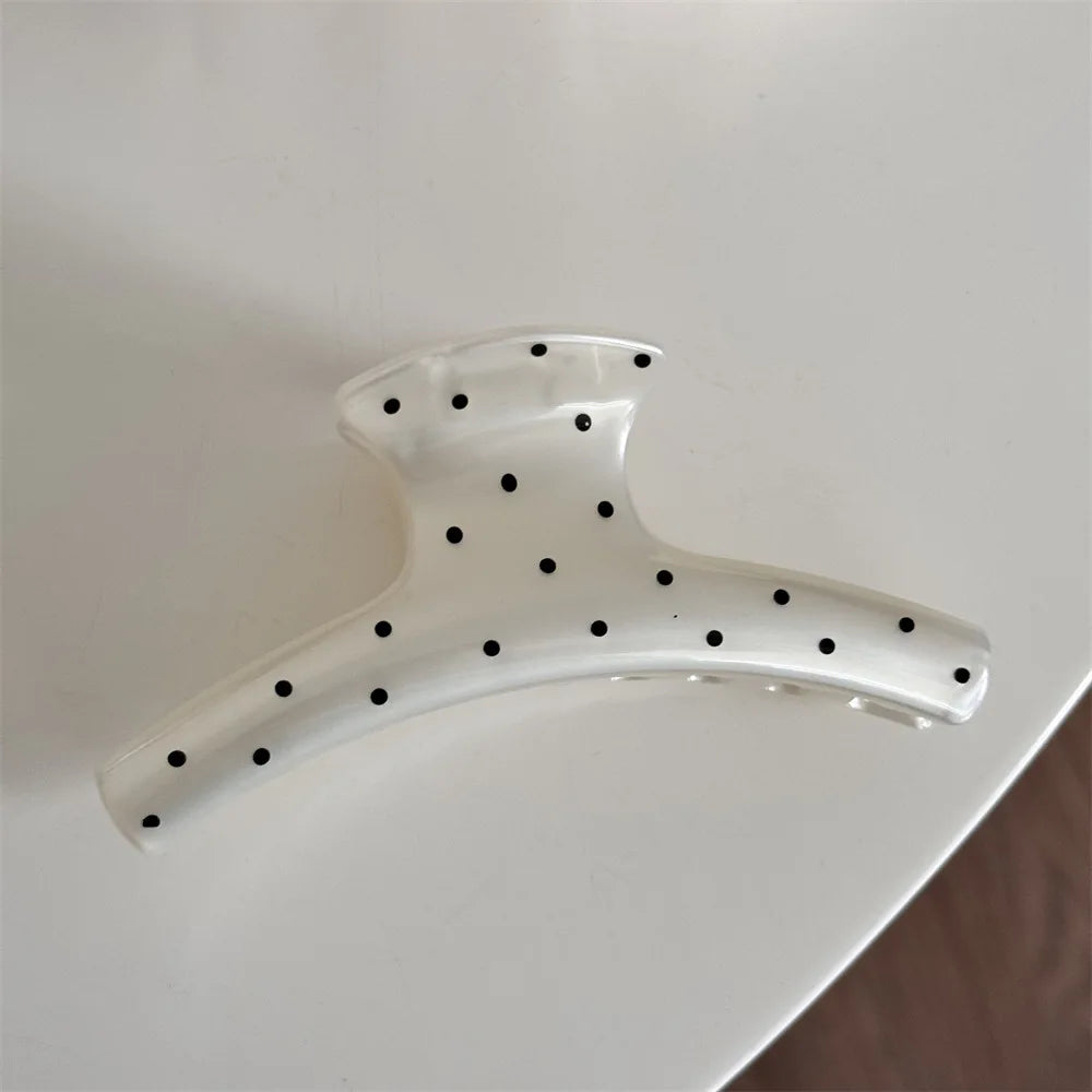 France Style Women Senior Large Black Wave Dot Design Hair Claw Barrettes Girl Fashion Hair Clip Sweet Hair Accessories Headwear
