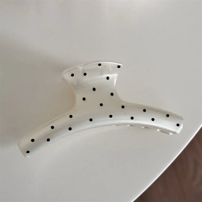 France Style Women Senior Large Black Wave Dot Design Hair Claw Barrettes Girl Fashion Hair Clip Sweet Hair Accessories Headwear