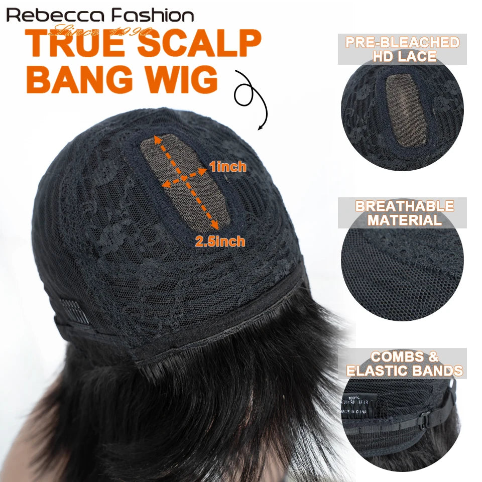 3X1 Middle Part Lace Wig Bob Wigs Bone Straight Human Hair Wigs With Bangs Short Bob Human Hair Wigs