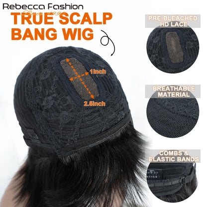 3X1 Middle Part Lace Wig Bob Wigs Bone Straight Human Hair Wigs With Bangs Short Bob Human Hair Wigs