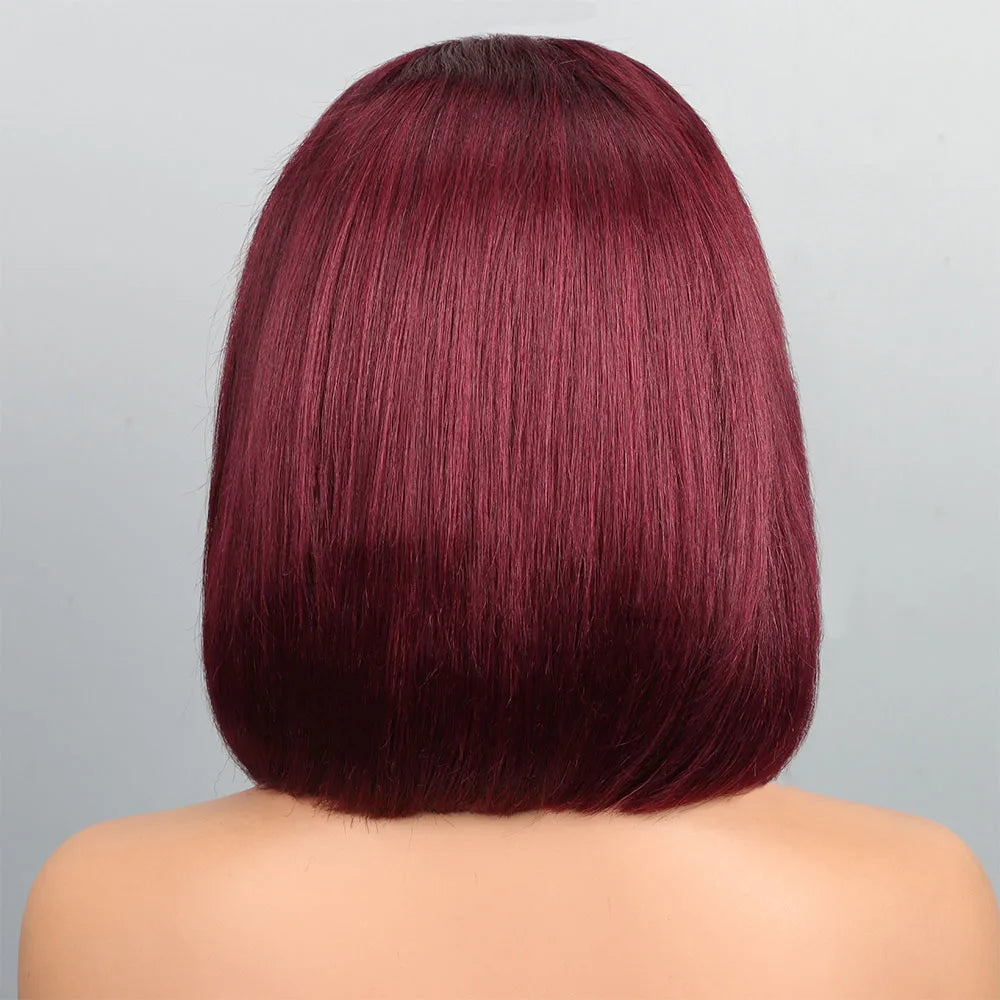 Straight Short Bob Wig Lace Front Human Hair Wigs 210% Blonde Brown 99j Burgundy 13x4 HD Transparent Lace Frontal Wig for Women