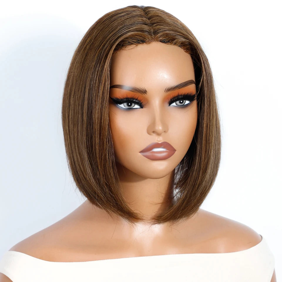 RitzWigs Ombre Blonde Short Bob Wig – 4x1 Part Lace, Brazilian Remy Human Hair