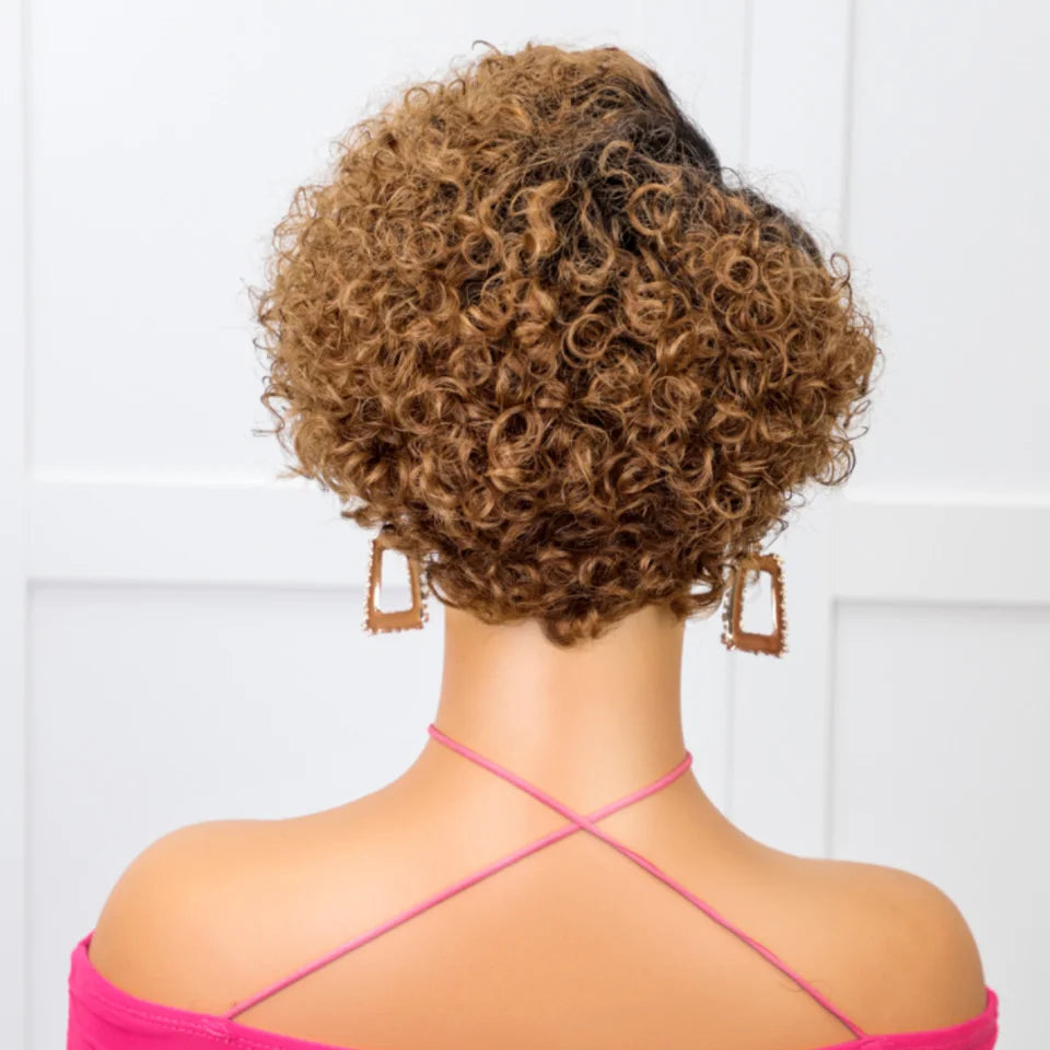Rebecca Ginger #350 Short Bob Wig Pixie Cut Wig Curly Human Hair Wigs For Women 13x6x1 Lace Front Peruvian Deep Wave Lace Wig