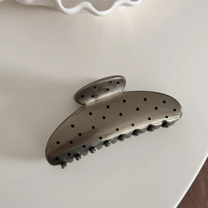 France Style Women Senior Large Black Wave Dot Design Hair Claw Barrettes Girl Fashion Hair Clip Sweet Hair Accessories Headwear
