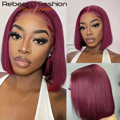Straight Bob 100% Human Hair Lace Wig For Women Brazilian Remy Hair Middle Part Lace Easy Wear T Part Lace Wigs