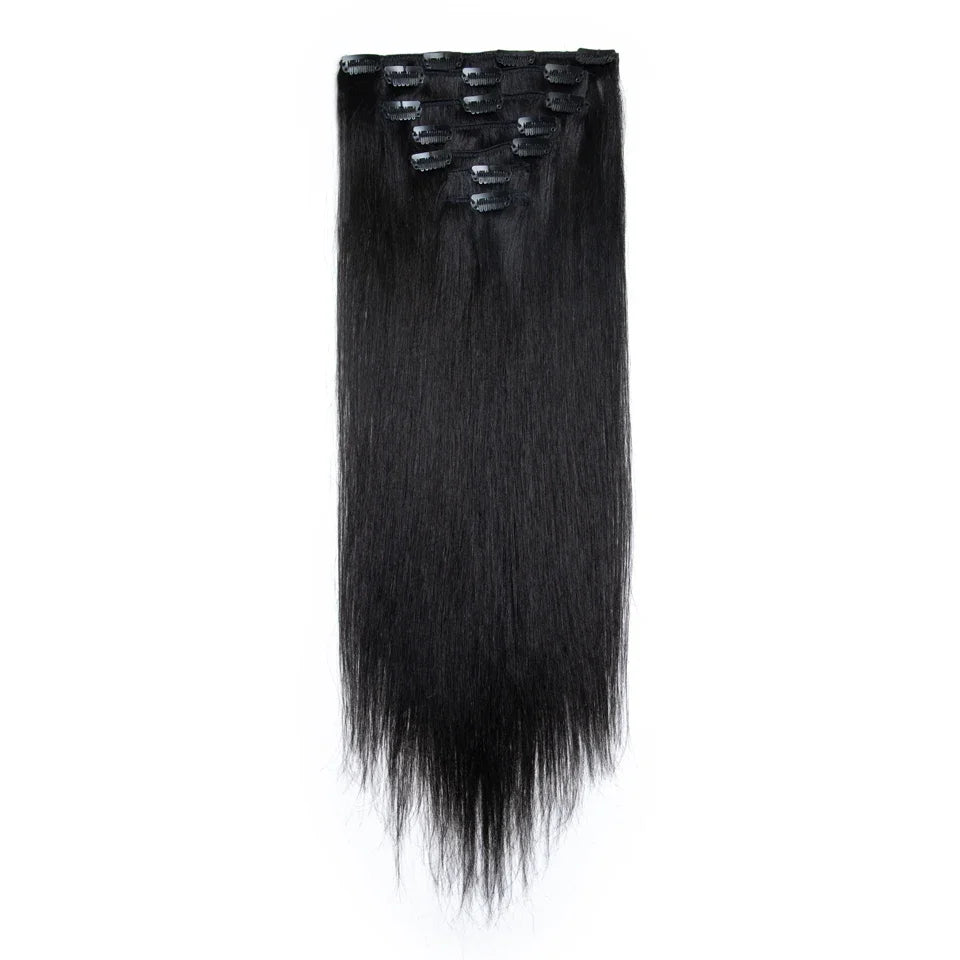 Clip In Hair Extensions Human Hair Straight Clip In Natural Black Brown Color Clip Ins Remy Hair 16 18 20 22 24 Inch For Women