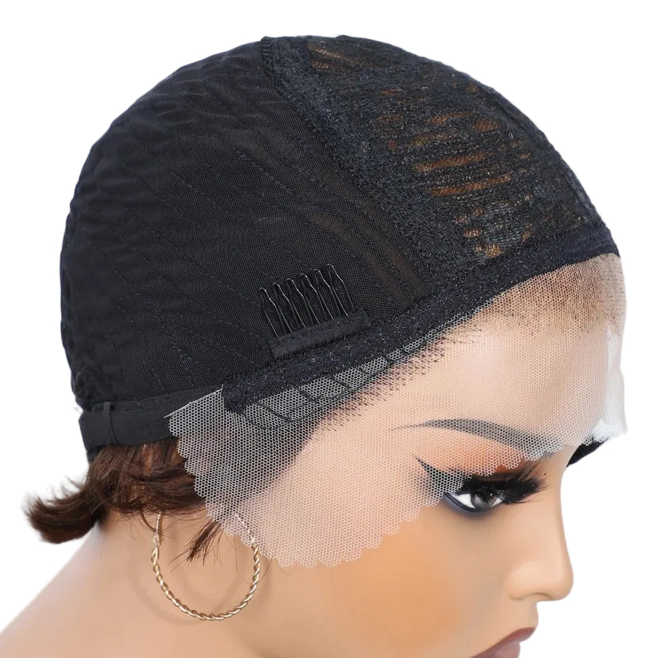 Rebecca Ombre Blonde Short Pixie Cut Slicked Back Bob Lace Front 100% Human Hair Wig For Women Brazilian Remy Hair Daily Wigs