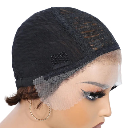 Rebecca Ombre Blonde Short Pixie Cut Slicked Back Bob Lace Front 100% Human Hair Wig For Women Brazilian Remy Hair Daily Wigs
